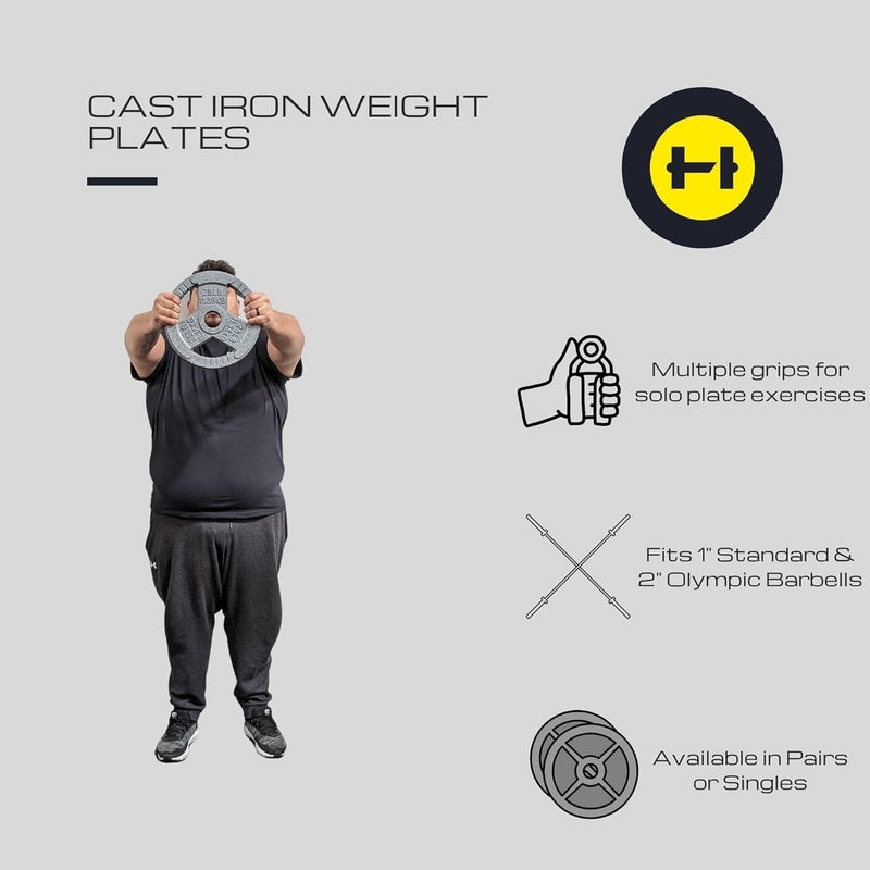 HulkFit 2-inch Iron Plate for Strength Training, Weightlifting, Single (5 Pounds), Silver - Image 3